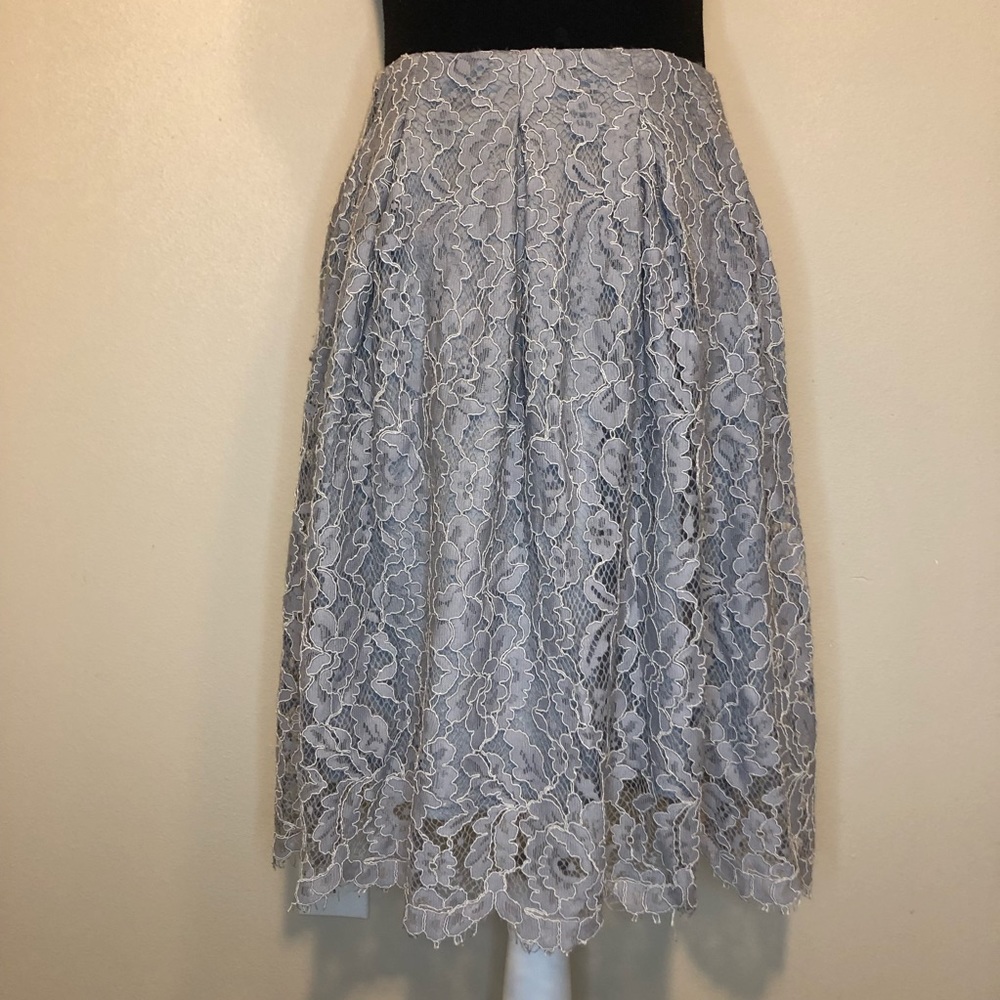 Dusty blue floral lace skirt